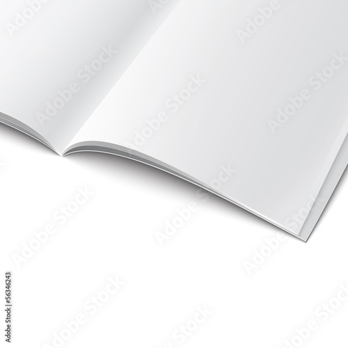 Close-up of blank opened magazine template.