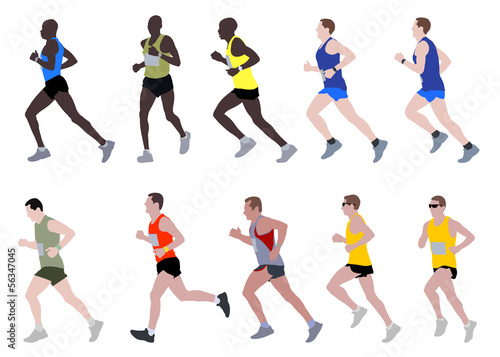 marathon runners illustration - vector