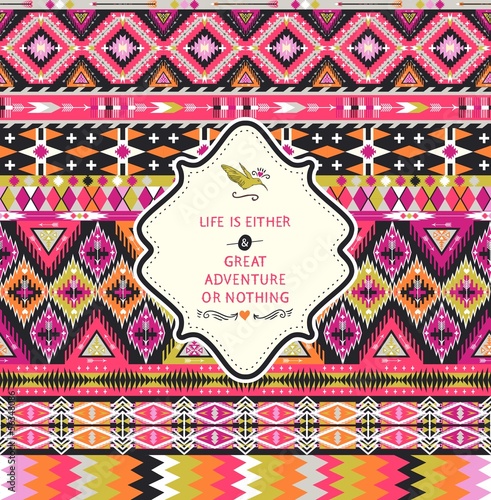 Hipster seamless aztec pattern with geometric elements