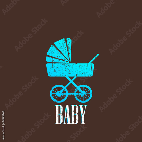 vintage illustration with a baby pram