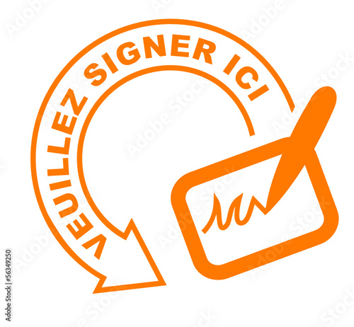 veuillez signer ici flèche orange
