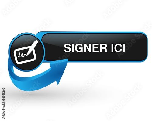 signer ici sur bouton web design bleu