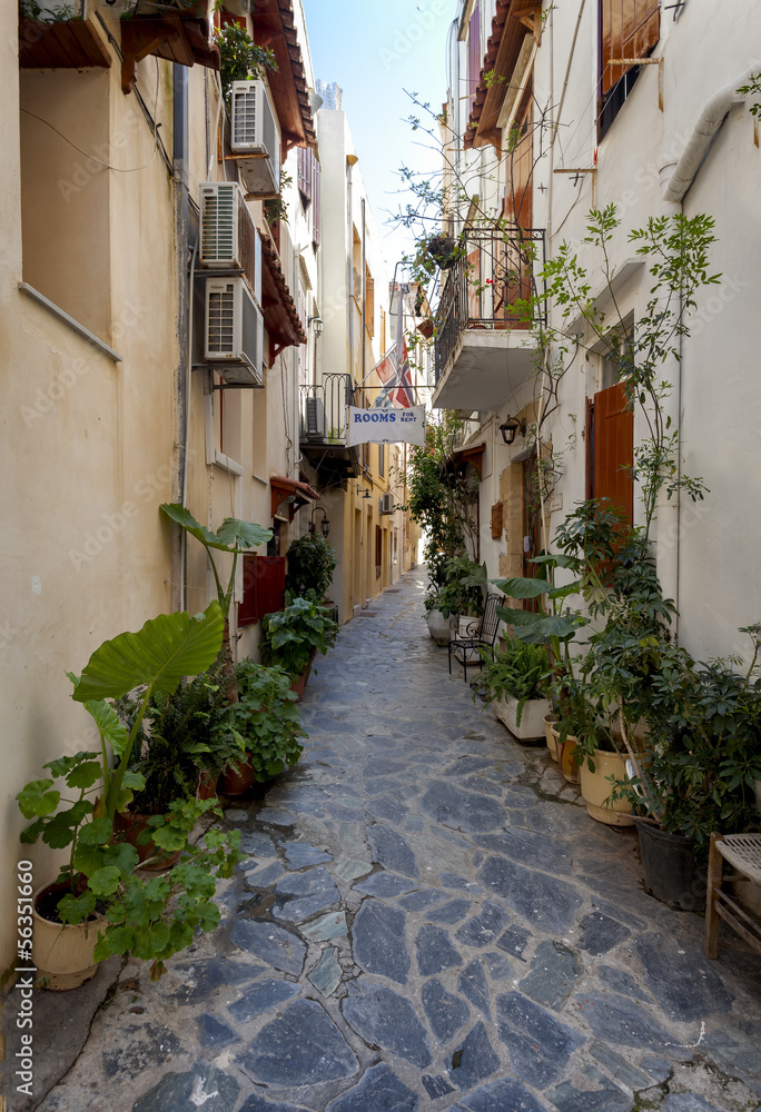 Narrow streets in Chania, Greece