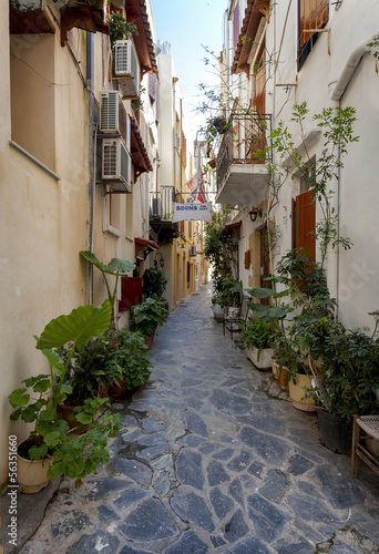 Narrow streets in Chania, Greece