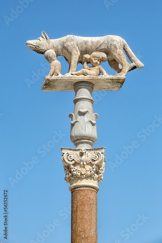 Statue of she-wolf and children in Siena in Italy