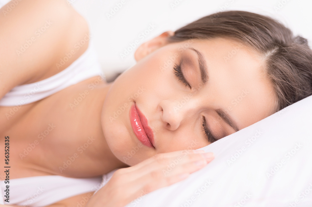 Woman sleeping. Close-up of beautiful young woman sleeping on th Woman sleeping. Close-up of beautiful young woman sleeping on th