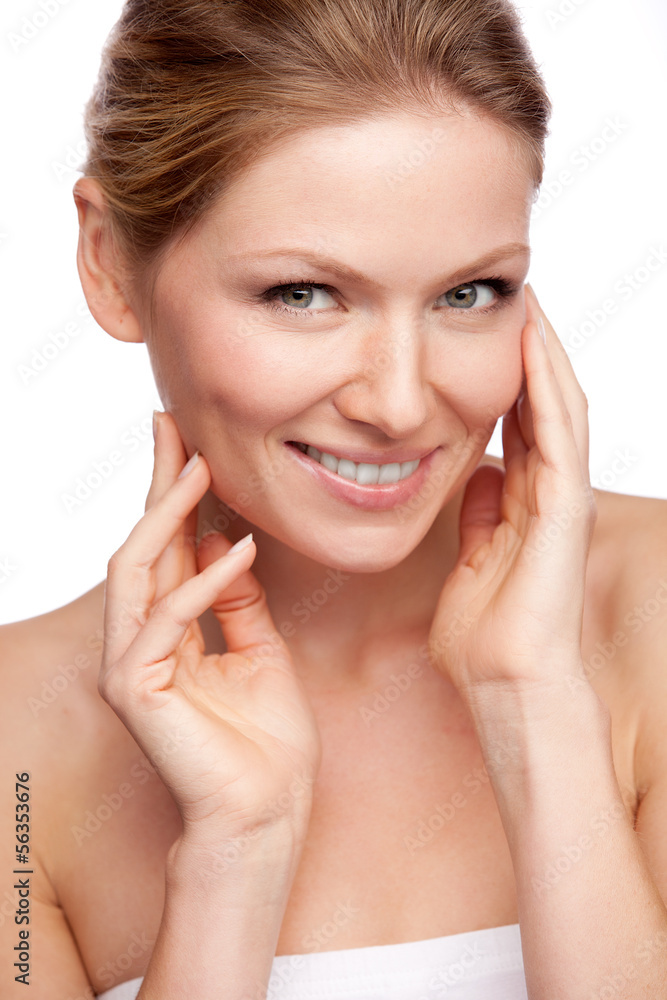 Portrait of beautiful woman on white background Portrait of beautiful woman on white background