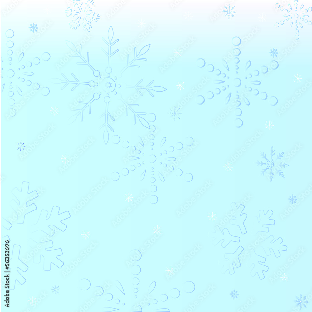 Transparent glass snowflakes on christmas shiny background