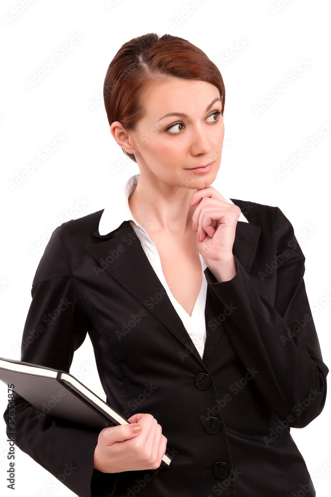 Businesswoman thinking and looking up - Teacher Businesswoman thinking and looking up - Teacher