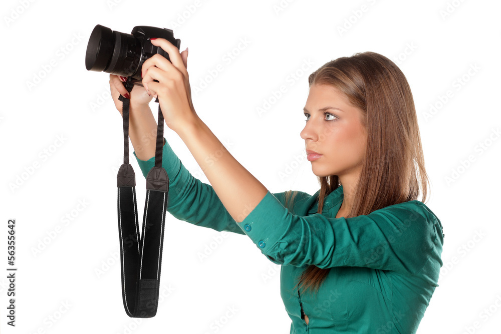 young girl photographing with her camera using LiveView young girl photographing with her camera using LiveView