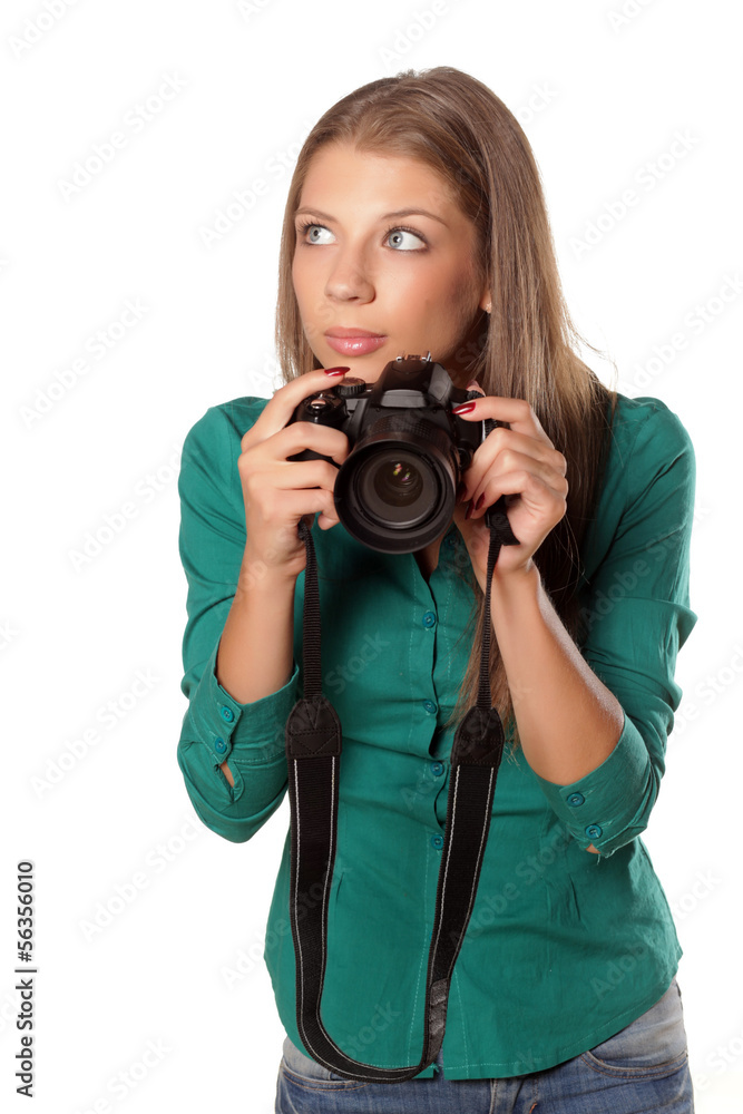 young girl seeking motive for the shooting with her camera young girl seeking motive for the shooting with her camera