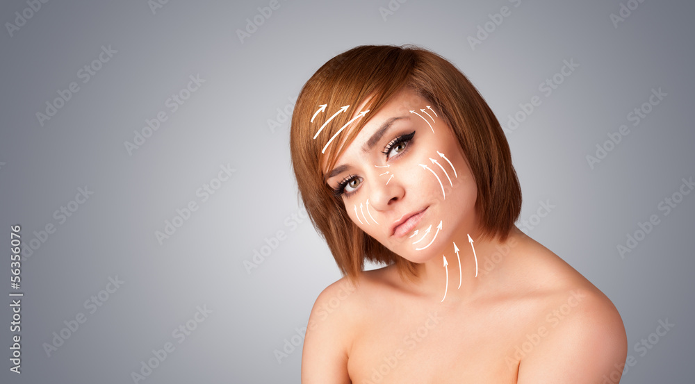 Obraz premium Beautiful girl with facial arrows on her skin