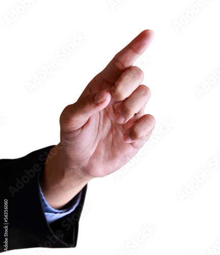 Hand pointing on white background
