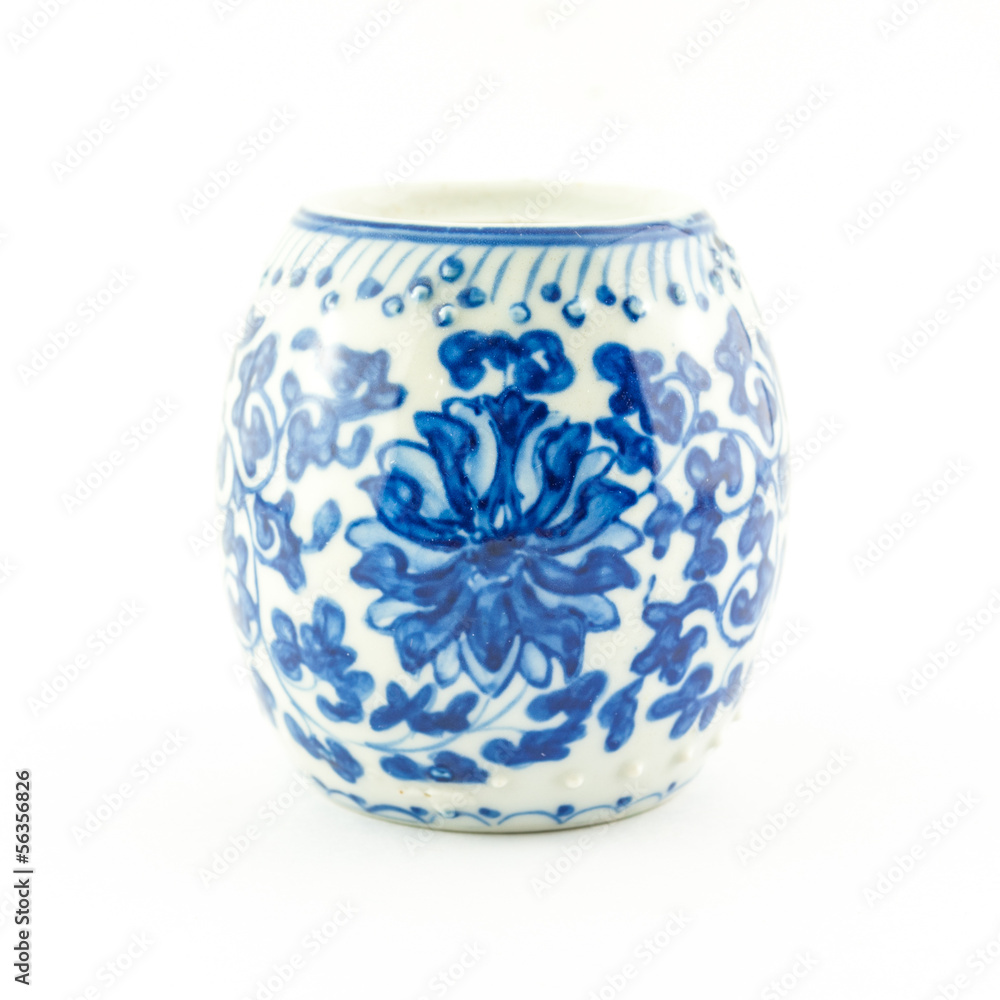 Bowl or jar in Thai design isolated on white background Bowl or jar in Thai design isolated on white background