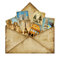 vintage envelope with travel cards