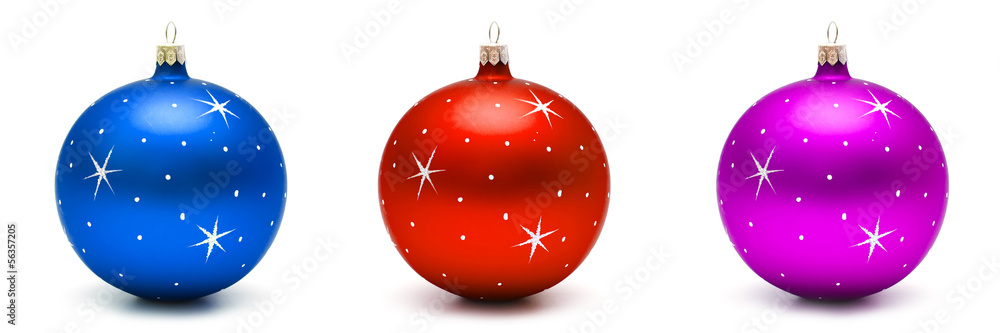 Three christmas balls on white background Three christmas balls on white background
