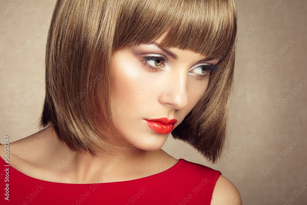 Portrait of beautiful sensual woman with elegant hairstyle Portrait of beautiful sensual woman with elegant hairstyle