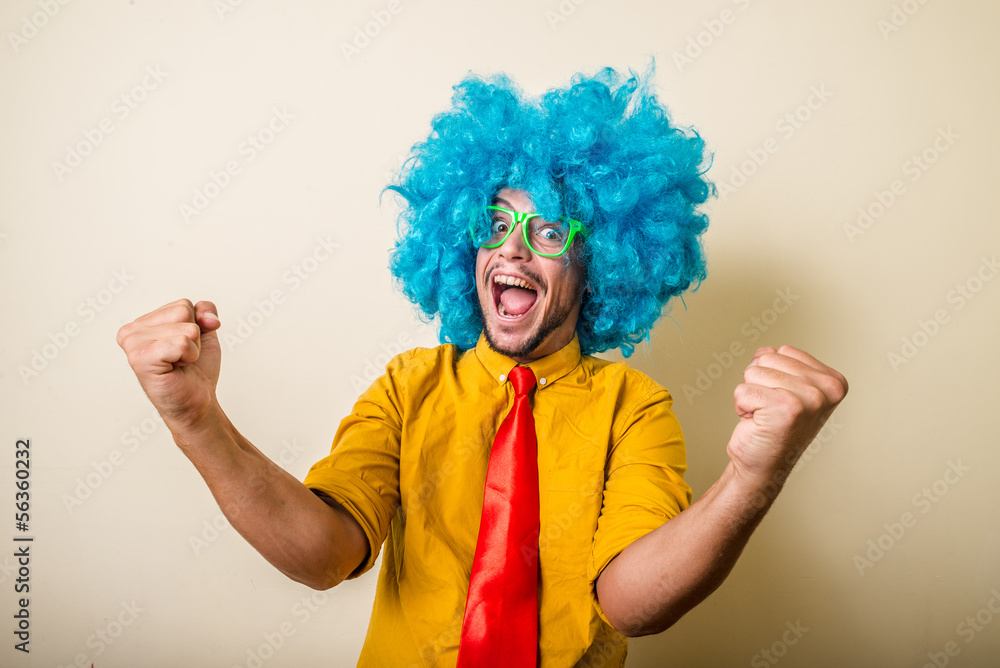© Eugenio Marongiu - crazy funny young man with blue wig