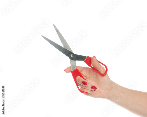 Foto Woman hand holding red scissors