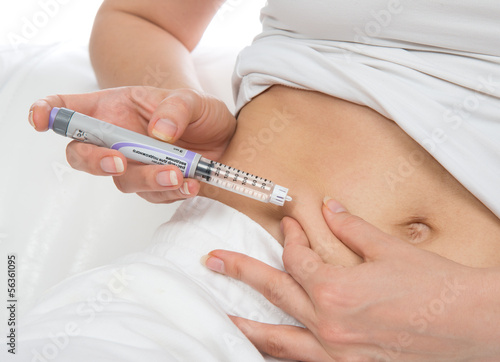 Obraz na plátně Diabetes patient insulin syringe pen injection