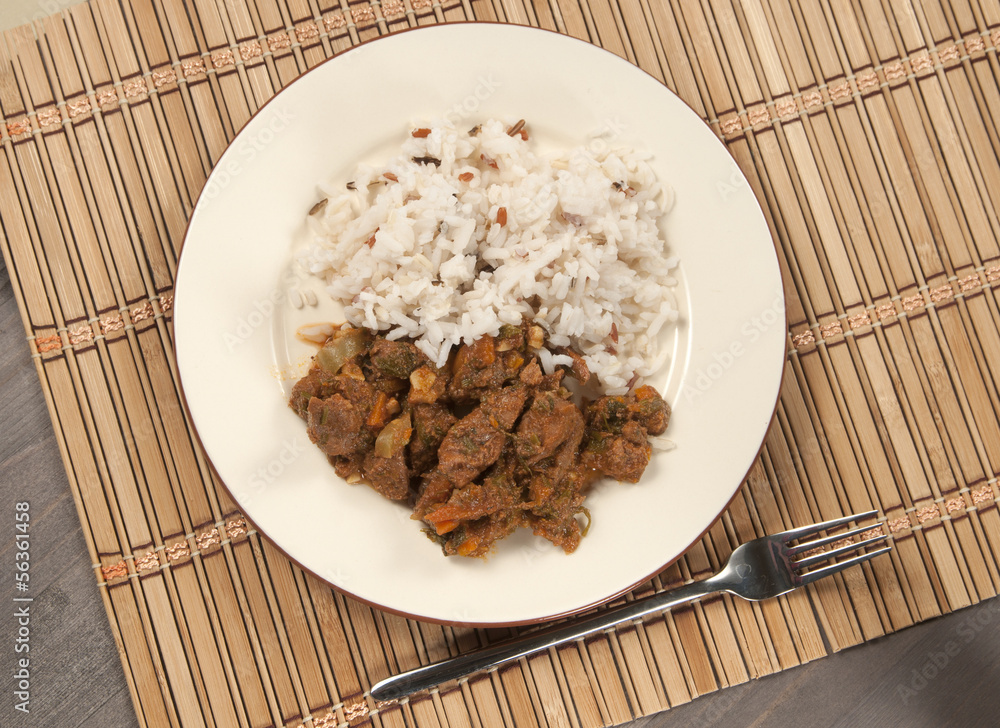 Boiled meat and rice Boiled meat and rice