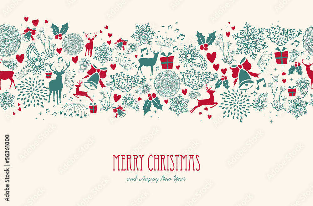 Vintage Christmas reindeer seamless pattern background. EPS10 fi - obrazy, fototapety, plakaty 