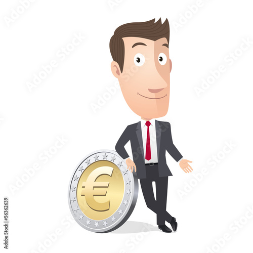 Manager, commercial, pièce euro. Vecteur CMJN