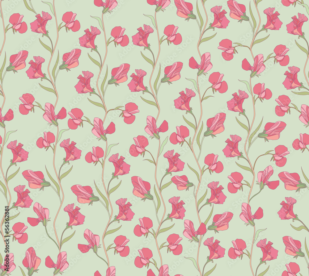 Flower pea seamless background. Floral spring pattern. Flower pea seamless background. Floral spring pattern.