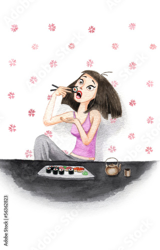 Girl Eating Sushi