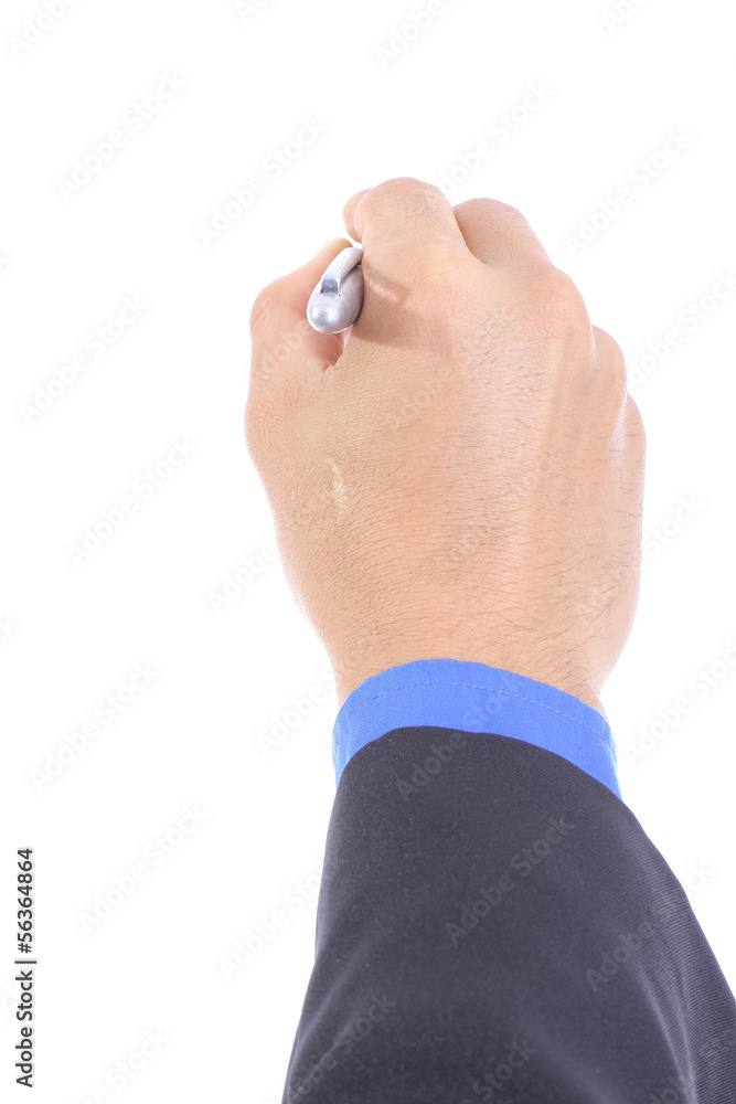Businessman use pen write something Businessman use pen write something