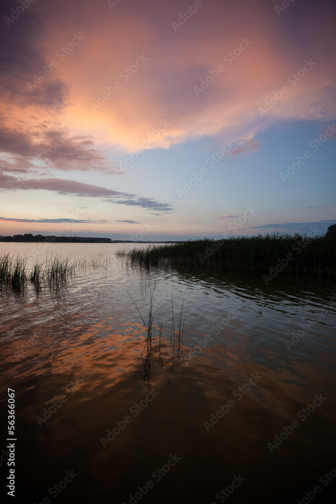 sunset at lake in germany