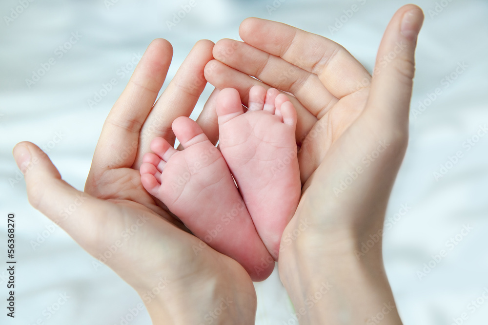 Mother holding her child's feet Mother holding her child's feet