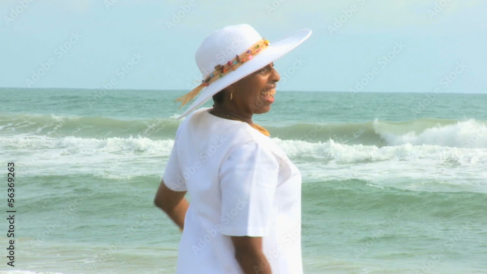 Senior Female Enjoying Beach Lifestyle Close Up Senior Female Enjoying Beach Lifestyle Close Up