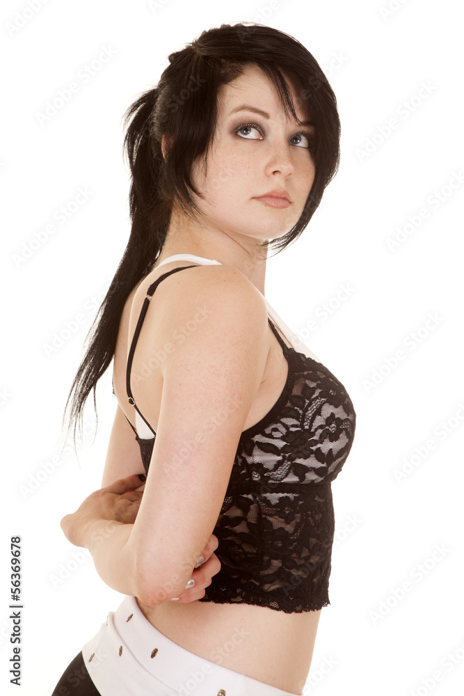 Fototapeta premium woman fitness lace side look up