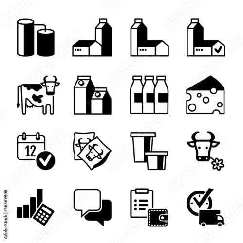 Icon Set  - Dairy production,  range,  sales,  profits