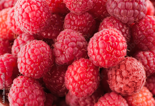Sweet red raspberries close up