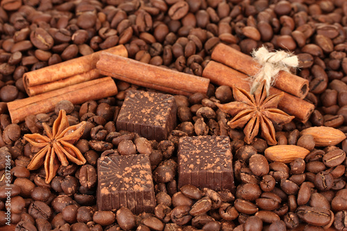 Chocolate sweets with cocoa,spices and nuts,