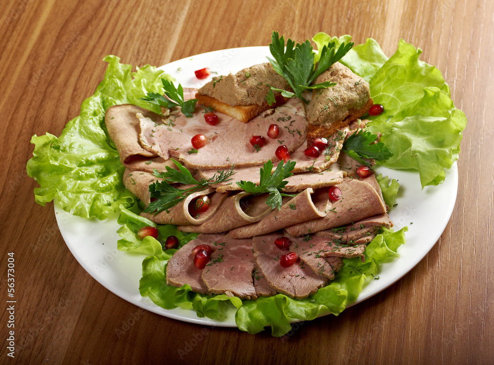 Beautiful sliced meat arrangement Beautiful sliced meat arrangement