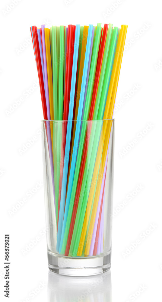 Many straws in glass isolated on white Many straws in glass isolated on white