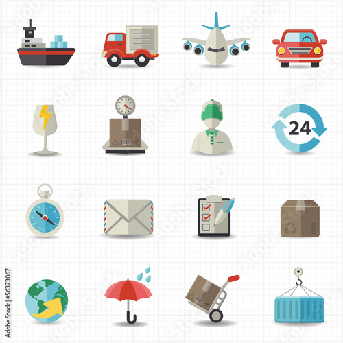 Logistic shipping and transportation icons