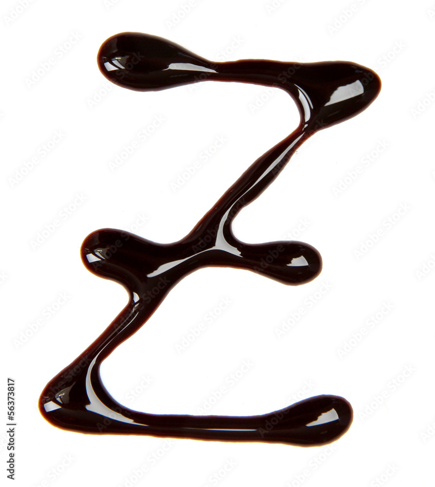 Small letter of alphabet made from chocolate syrup, isolated Small letter of alphabet made from chocolate syrup, isolated
