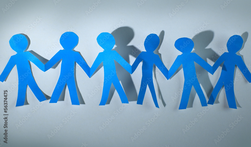 teamwork, paper people over white background teamwork, paper people over white background