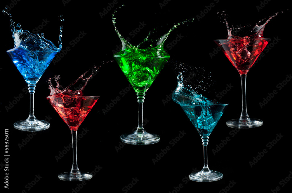 Obraz premium cocktail splashing set. one of set