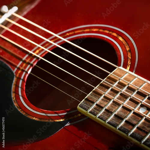 red acoustic guitar close-up