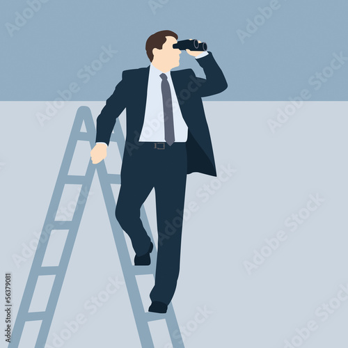 Geschäftsmann auf einem Leiter mit einem Fernglas - Illustration