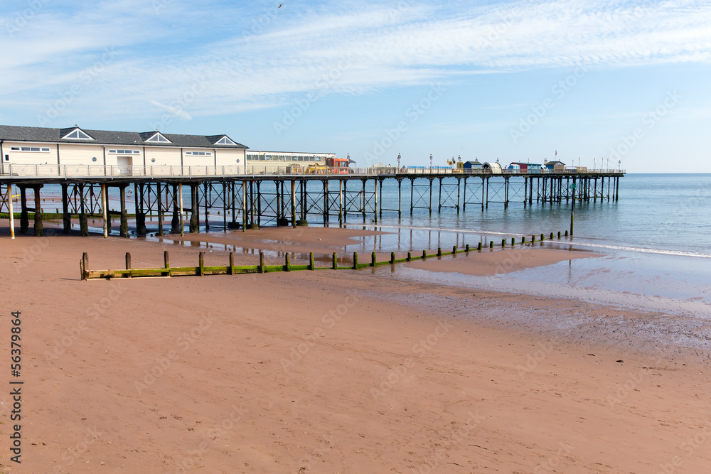 Sandy Devon beach and pier Teignmouth