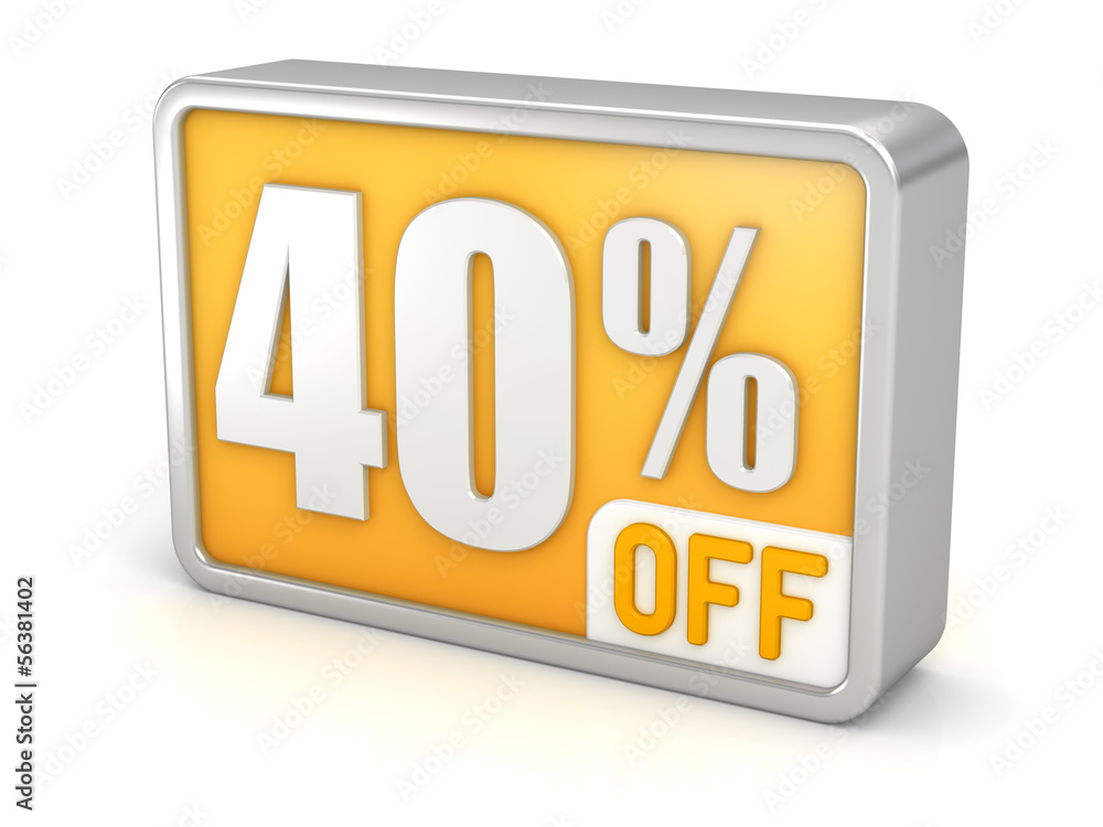 Discount 40% sale 3d icon on white background Discount 40% sale 3d icon on white background