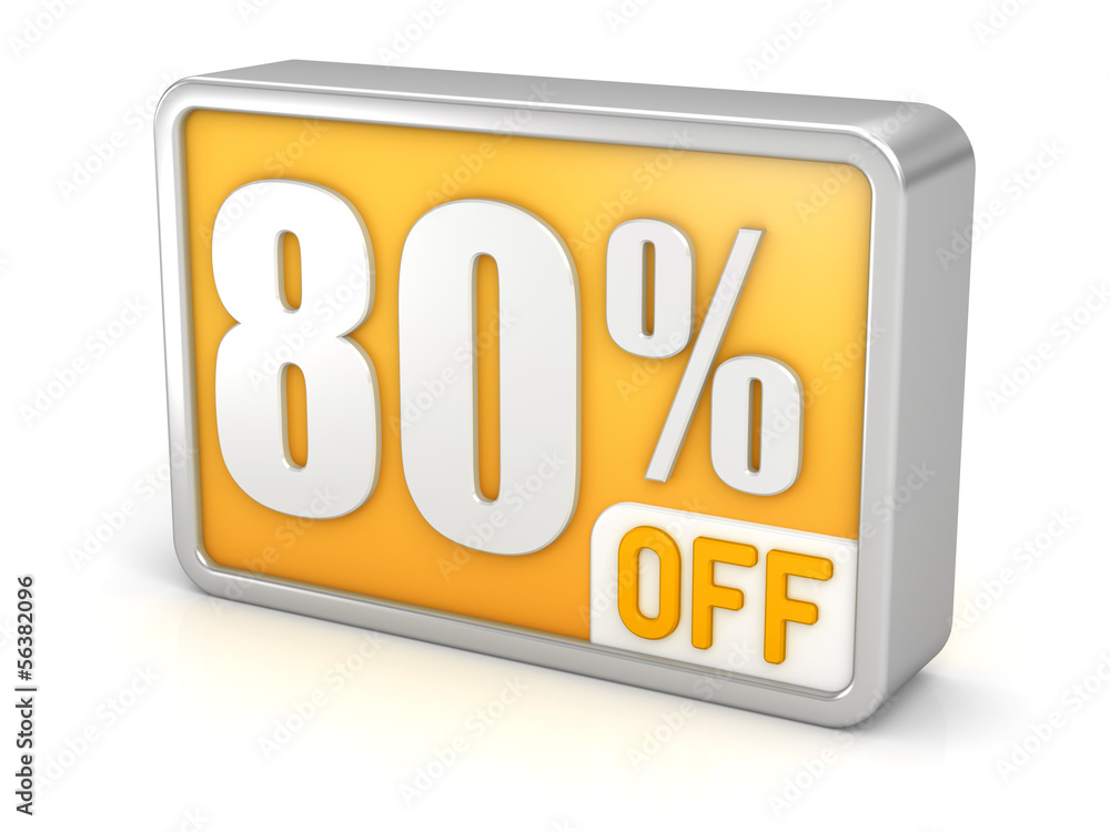 Discount 80% sale 3d icon on white background Discount 80% sale 3d icon on white background