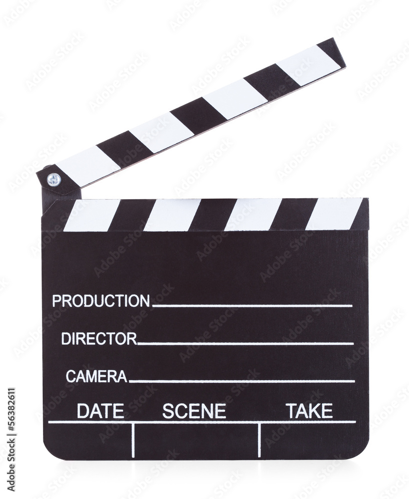 Movie Production Clapper Board On White Background
