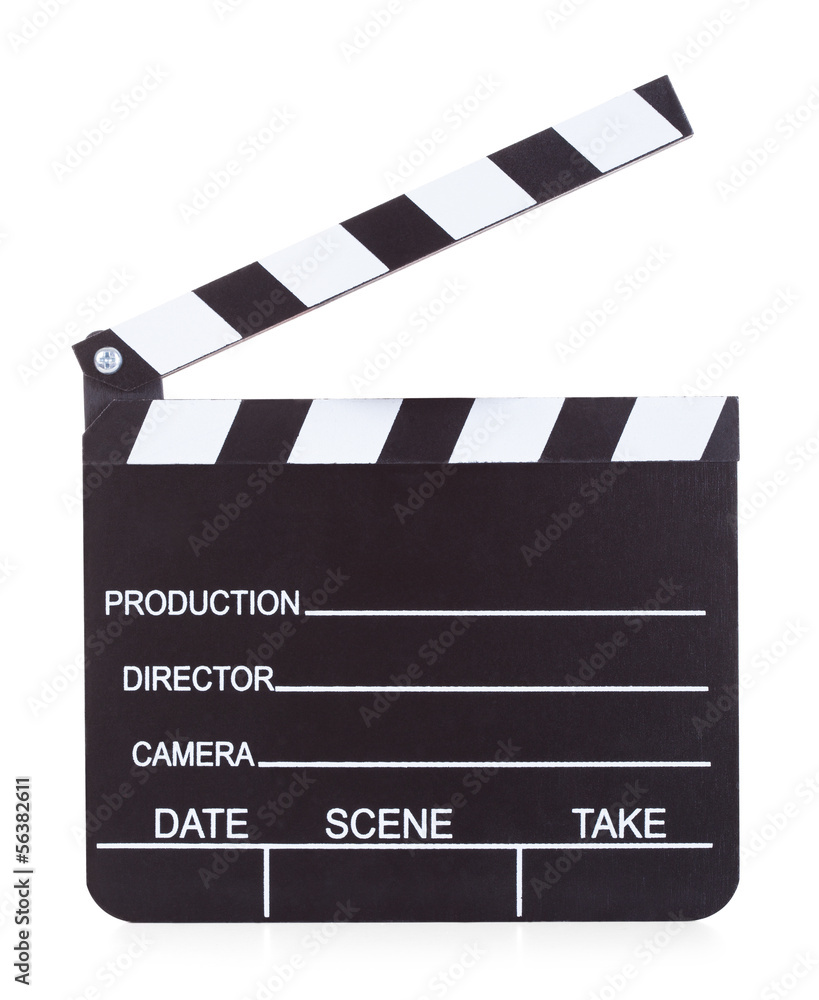 Obraz premium Movie Production Clapper Board On White Background